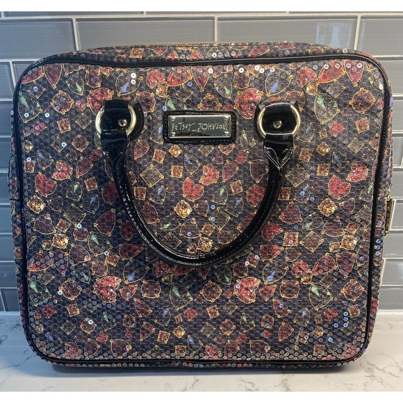 Betsey Johnson Handbags - Betsey Johnson Jewels Sequined Mixed Print Multi-color Laptop Bag 15"X12" Padded